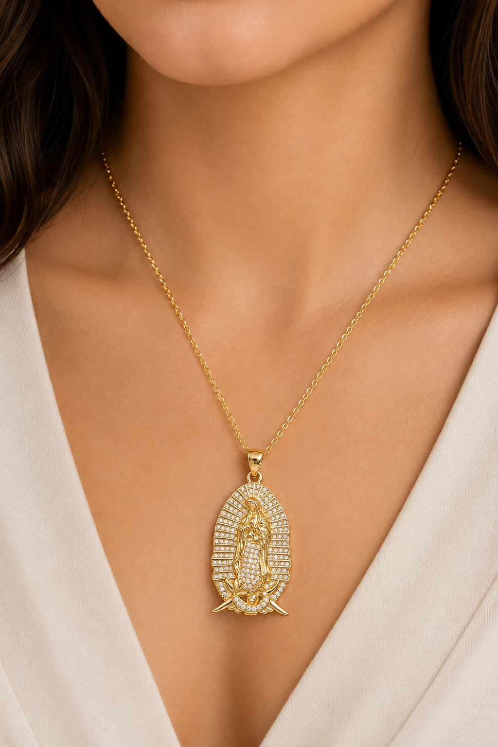 Dije Virgen Guadalupe Grande Oro Laminado