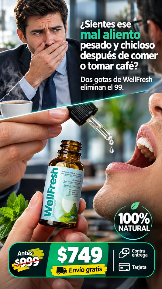 WellFresh Gotas Naturales para el Mal Aliento Menta 30 ml