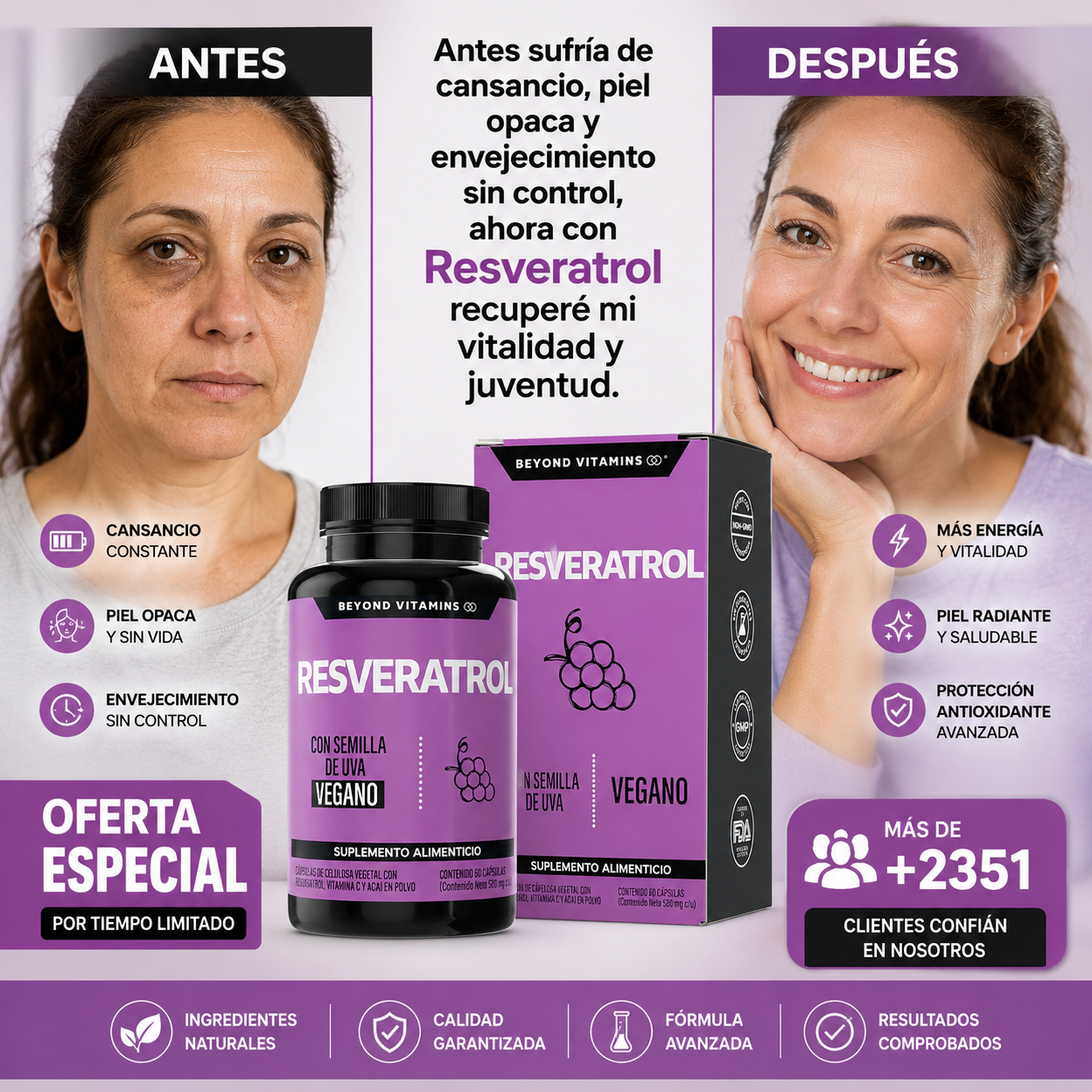 Suplemento Resveratrol 180 Capsulas