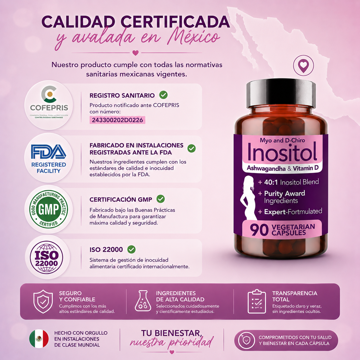 Inositol Myo + D-Chiro con Ashwagandha & Vitamina D