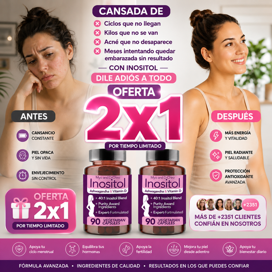 Oferta 2x1 Inositol Myo + D-Chiro con Ashwagandha & Vitamina D