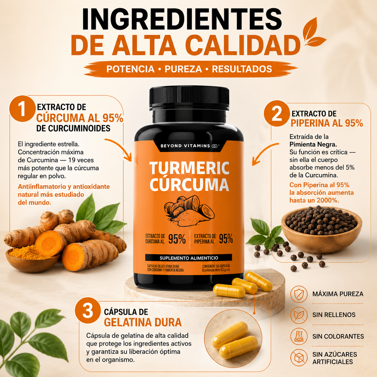 Tumeric Cúrcuma 150 capsulas