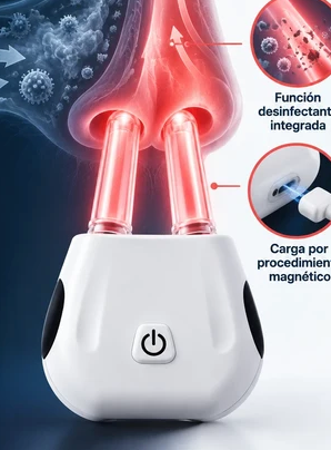Dispositivo de Terapia de Luz Roja Nasal con 2 Varillas LED y Carga Magnética